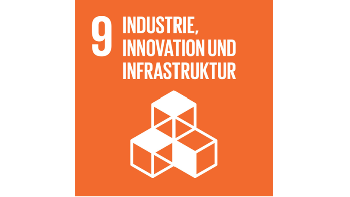 Das Logo des 9. nachhaltigen Ziels der Vereinten Nationen: Industrie, Innovation und Infrastruktur