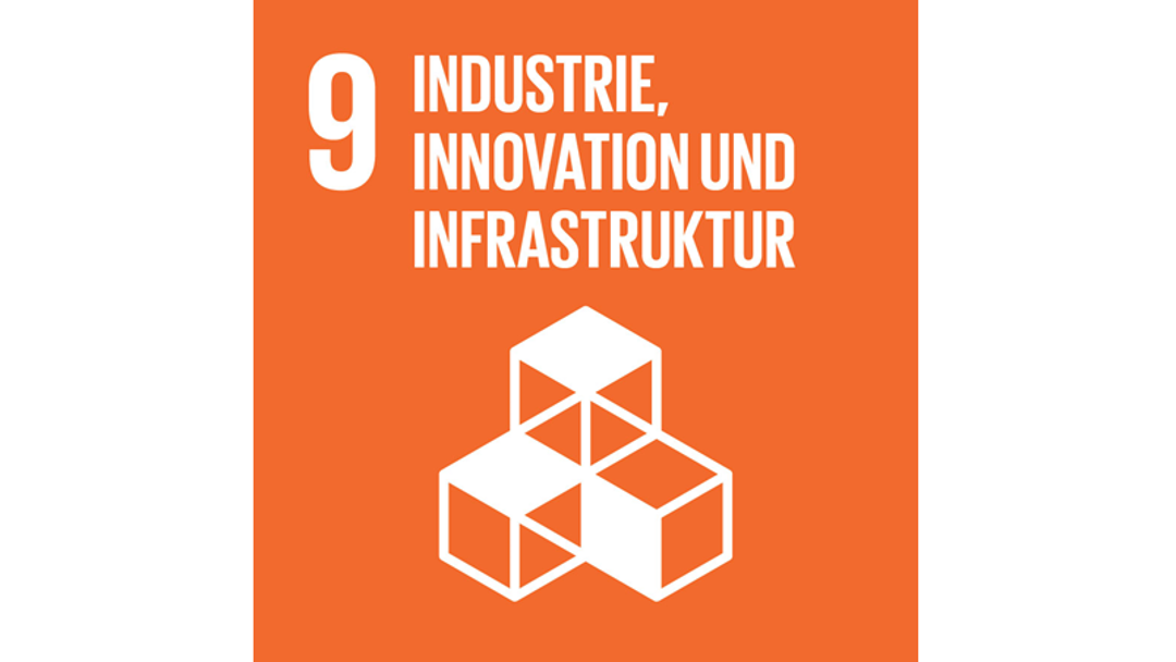Das Logo des 9. nachhaltigen Ziels der Vereinten Nationen: Industrie, Innovation und Infrastruktur