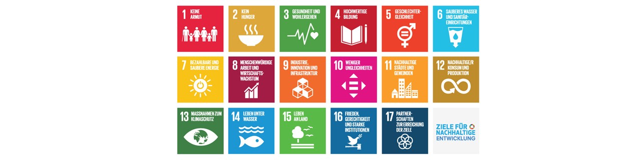 Übersicht der 17 Ziele für nachhaltige Entwicklung