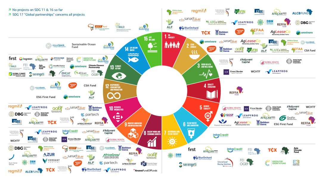 Selected portfolio examples of an SDG-focused investment strategy of KfW Development Bank