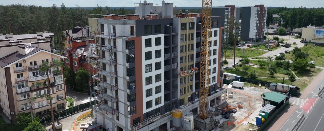 Residential building currently under construction in a residential area of ​​Kyiv.