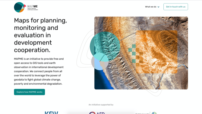 Screenshot of a website on the use of geodata for planning, monitoring and evaluation