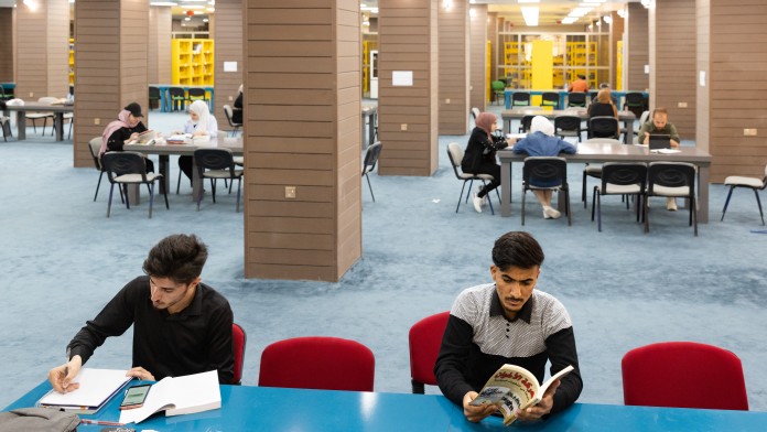 Reading room in the Central Library at the University of Mosul, Iraq