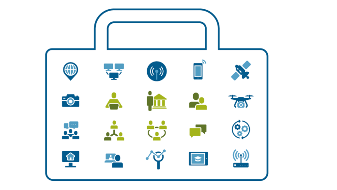 Suitcase with 19 icons